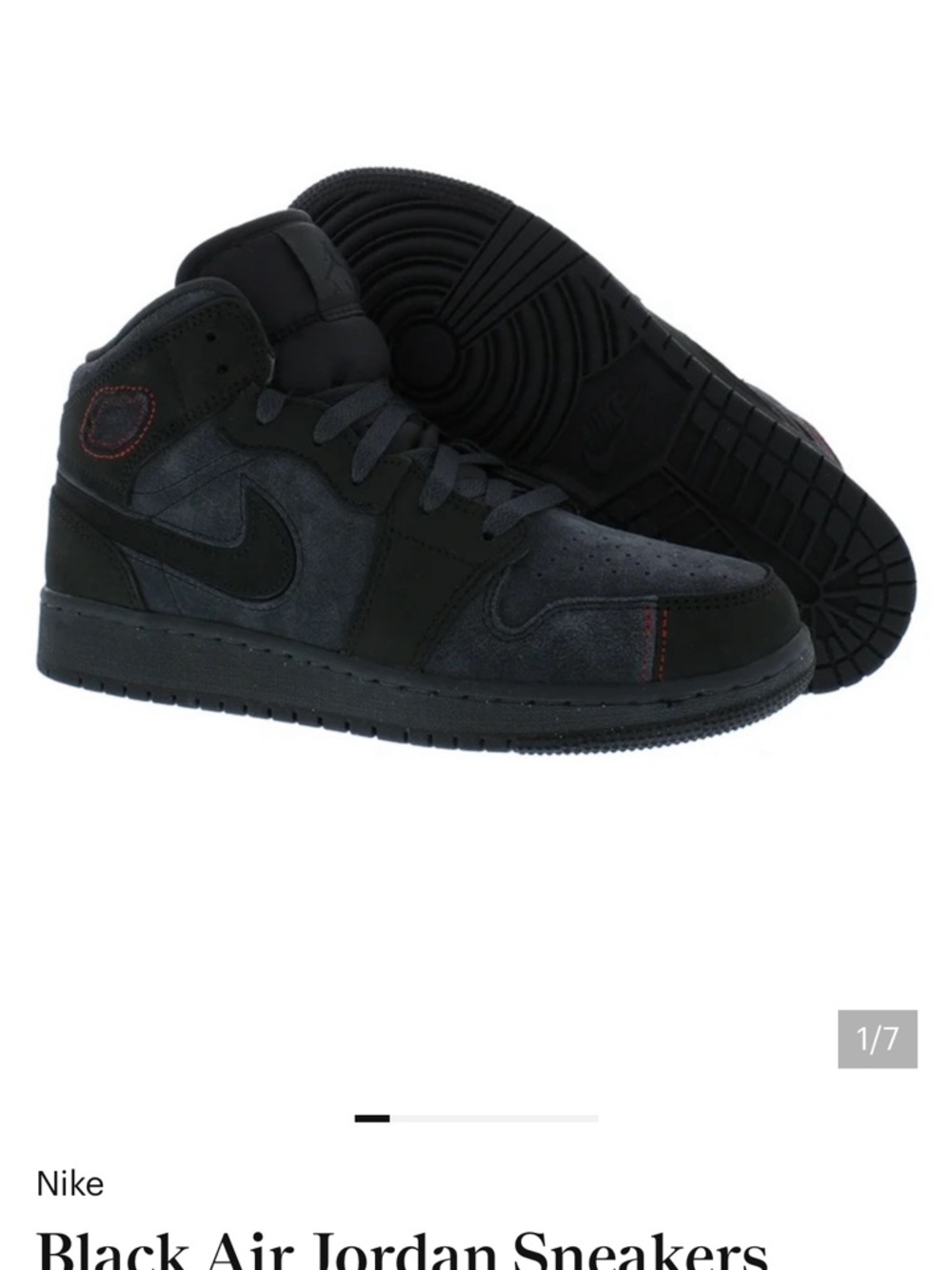 Nike Black Mid-Top Sneakers with Subtle Red Stitching